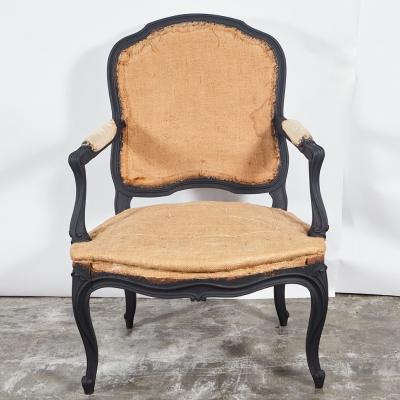 Pair of Louie XV Style Chairs in Matt Black