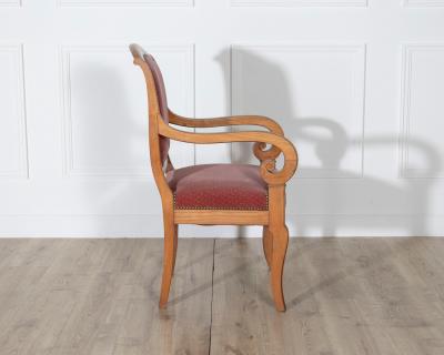 Pair of Louis Philippe Cherry Wood Armchairs with Upholstered Seats