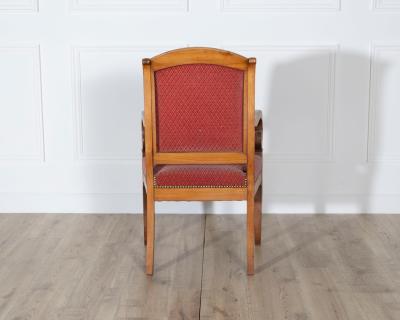 Pair of Louis Philippe Cherry Wood Armchairs with Upholstered Seats
