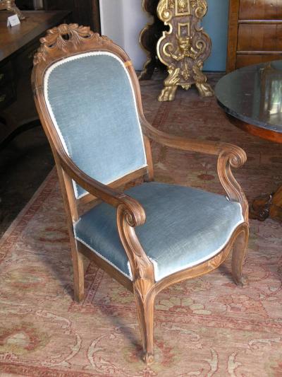 Pair of Louis Philippe Walnut Armchairs