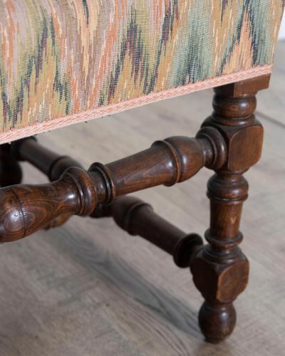 Pair of Louis XIII Style Oak Armchairs with Upholstered Backs and Seats