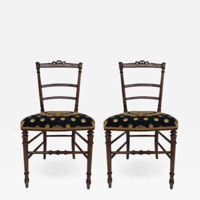 Pair of Louis XIV Style Mother of Pearl Inlay Chairs