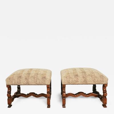 Pair of Louis XIV Style Walnut Benches Custom Made circa 1970