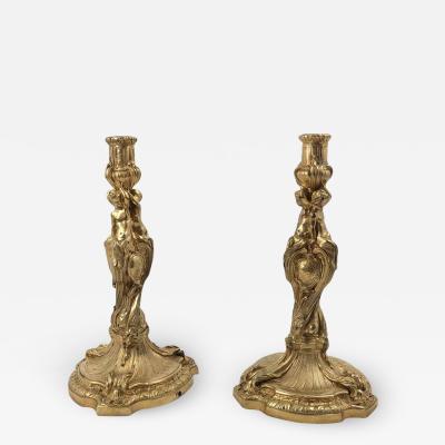 Pair of Louis XV Bronze Candlesticks