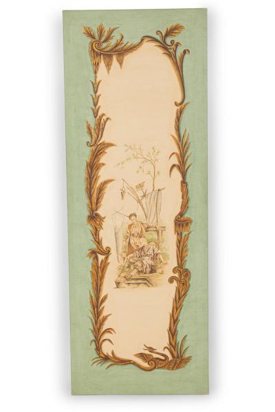 Pair of Louis XV Celadon Chinoiserie Genre Scenes