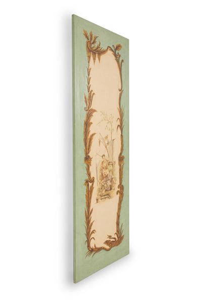 Pair of Louis XV Celadon Chinoiserie Genre Scenes