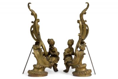 Pair of Louis XV Female Bust Andirons