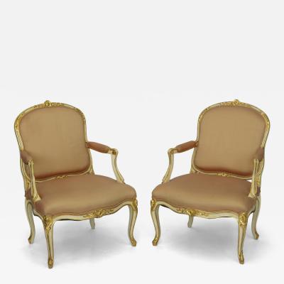 Pair of Louis XV First Revival Armchairs