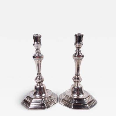 Pair of Louis XV French Provincial Silver Candlesticks