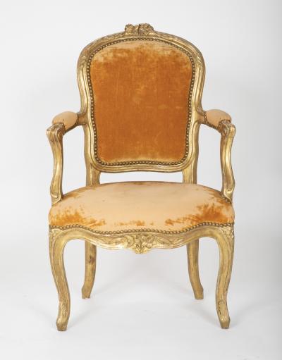 Pair of Louis XV Gilded Childrens Fauteuil