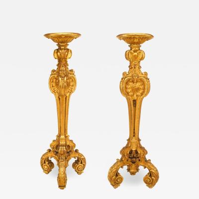 Pair of Louis XV Gilt Scroll Pedestal