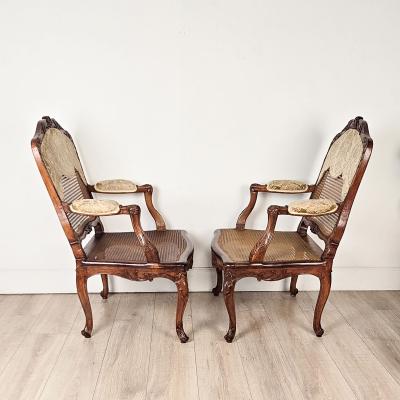 Pair of Louis XV Large Caned Armchairs France circa 1760