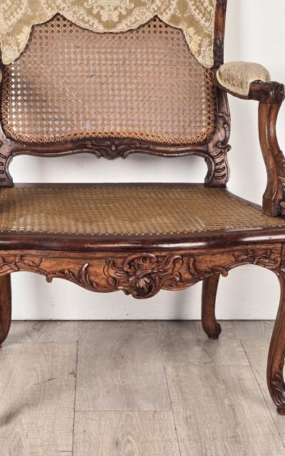 Pair of Louis XV Large Caned Armchairs France circa 1760