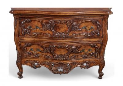 Pair of Louis XV Provincial Style Hand carved Two drawer Commodes Chests
