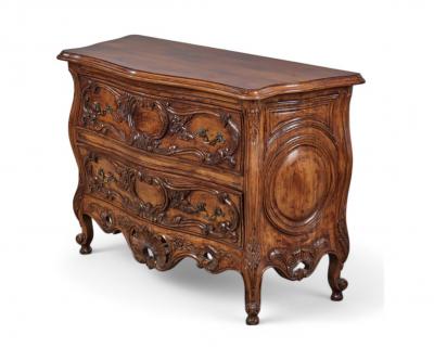 Pair of Louis XV Provincial Style Hand carved Two drawer Commodes Chests