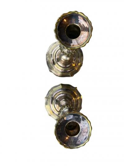 Pair of Louis XV Silvered Brass Candlesticks