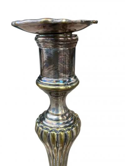 Pair of Louis XV Silvered Brass Candlesticks