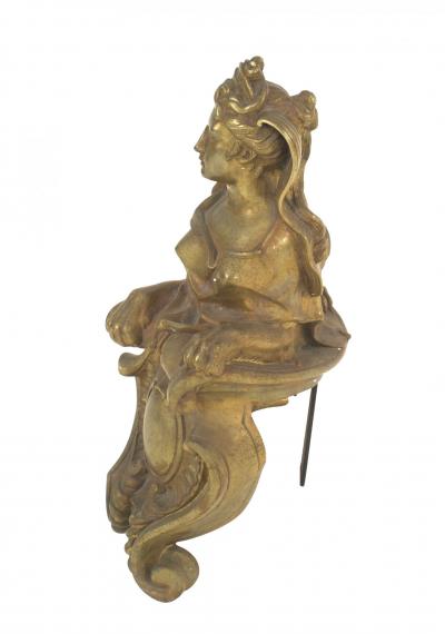 Pair of Louis XV Style Bronze Dore Sphinx Andirons