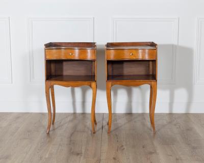 Pair of Louis XV Style Cherry Bedside Tables with Drawer and Niche