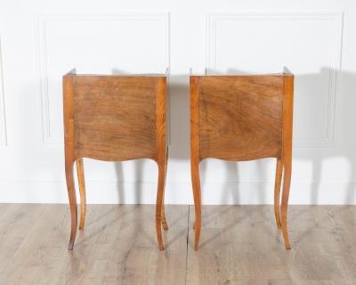 Pair of Louis XV Style Cherry Bedside Tables with Drawer and Niche