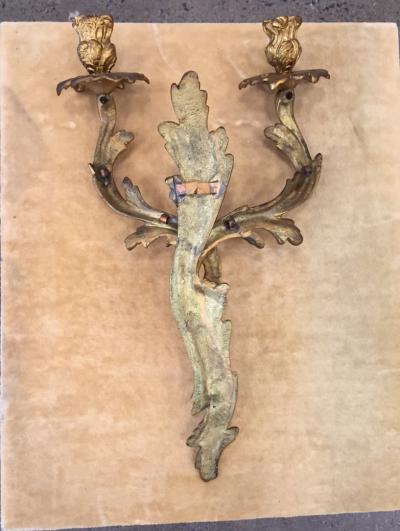 Pair of Louis XV Style Gilt Bronze Sconces