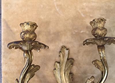 Pair of Louis XV Style Gilt Bronze Sconces