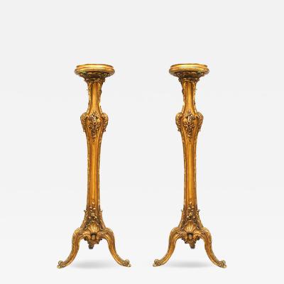 Pair of Louis XV Style Gilt Pedestals