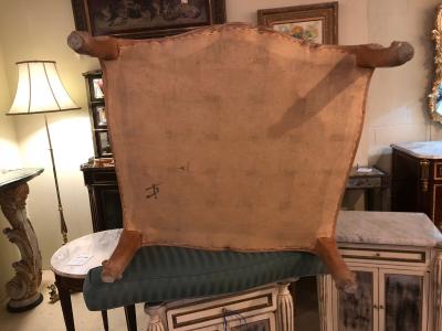 Pair of Louis XV Style Lounge or Wing Chairs Carved Large