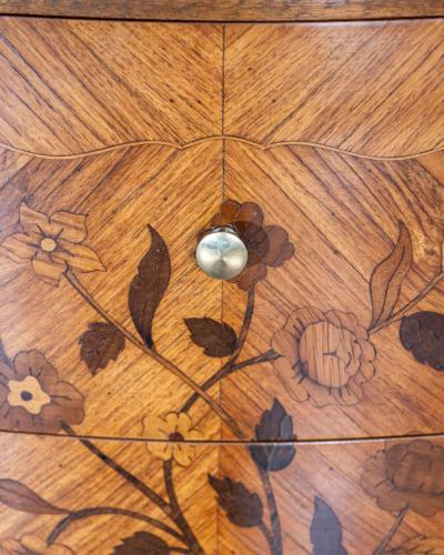 Pair of Louis XV Style Marquetry Bedside Tables with Floral Inlay