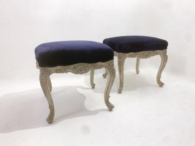 Pair of Louis XV Style Stools in Purple Velvet