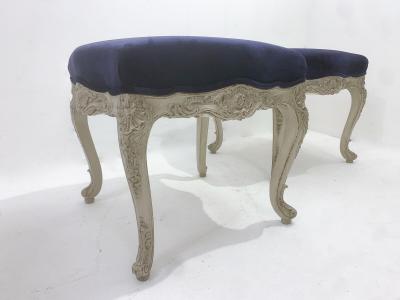 Pair of Louis XV Style Stools in Purple Velvet