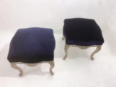 Pair of Louis XV Style Stools in Purple Velvet