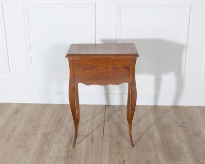 Pair of Louis XV Style Walnut Bedside Tables with Inlaid Details