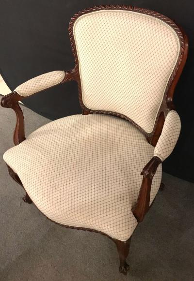 Pair of Louis XV Style Walnut Fauteuils or Berg res in a Scalamandre Fabric