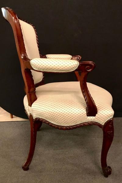 Pair of Louis XV Style Walnut Fauteuils or Berg res in a Scalamandre Fabric