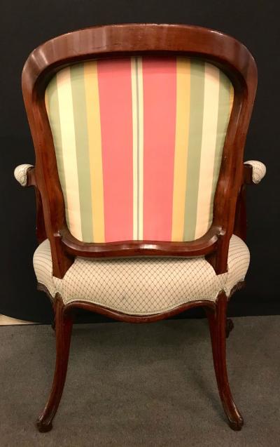 Pair of Louis XV Style Walnut Fauteuils or Berg res in a Scalamandre Fabric