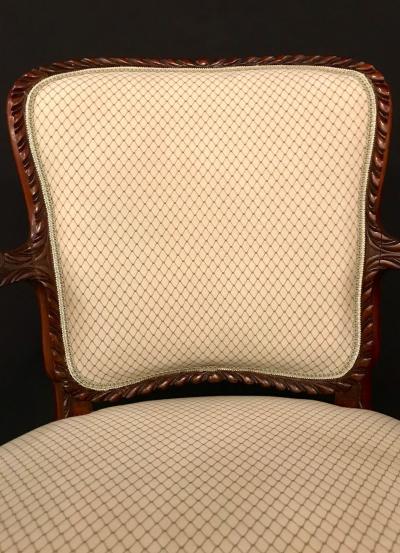 Pair of Louis XV Style Walnut Fauteuils or Berg res in a Scalamandre Fabric