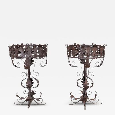 Pair of Louis XV style wrought iron plant stands