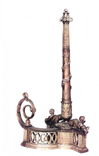 Pair of Louis XVI Bronze Dore Andirons