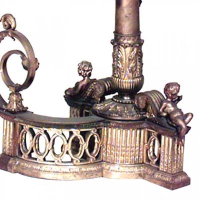 Pair of Louis XVI Bronze Dore Andirons