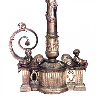 Pair of Louis XVI Bronze Dore Andirons