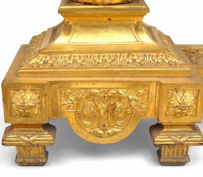 Pair of Louis XVI Bronze Dore Urn Andirons