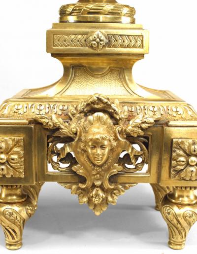 Pair of Louis XVI Bronze Urn Festoon Andirons