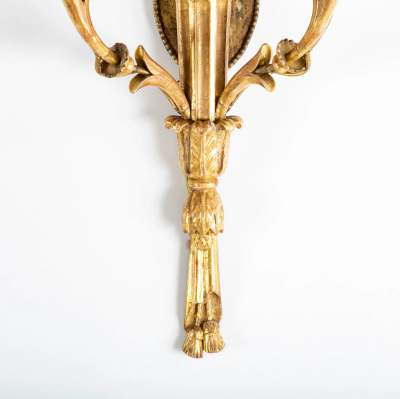 Pair of Louis XVI Giltwood Sconces with Bow Knot Quiver Motif