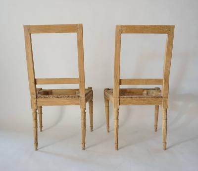 Pair of Louis XVI Italian Side Chairs Stripped and Waxed Fruitwood