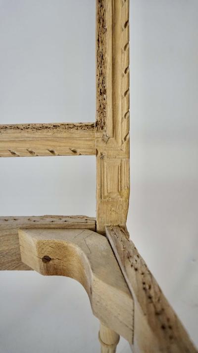 Pair of Louis XVI Italian Side Chairs Stripped and Waxed Fruitwood