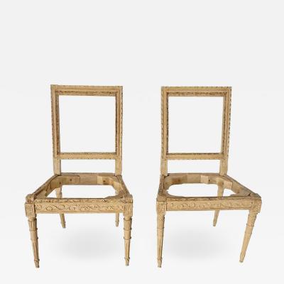 Pair of Louis XVI Italian Side Chairs Stripped and Waxed Fruitwood