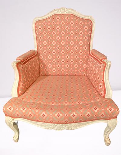 Pair of Louis XVI Painted Berg re or Lounge Chairs Scalamandre Upholstery