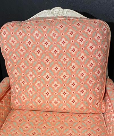 Pair of Louis XVI Painted Berg re or Lounge Chairs Scalamandre Upholstery