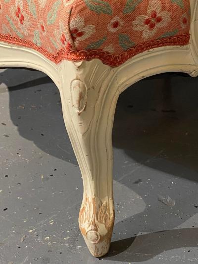 Pair of Louis XVI Painted Berg re or Lounge Chairs Scalamandre Upholstery